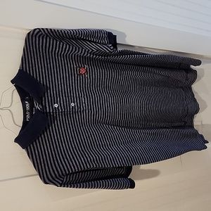 Polo by Ralph Lauren polo shirt Men's L Navy and Grey striped with Crest logo